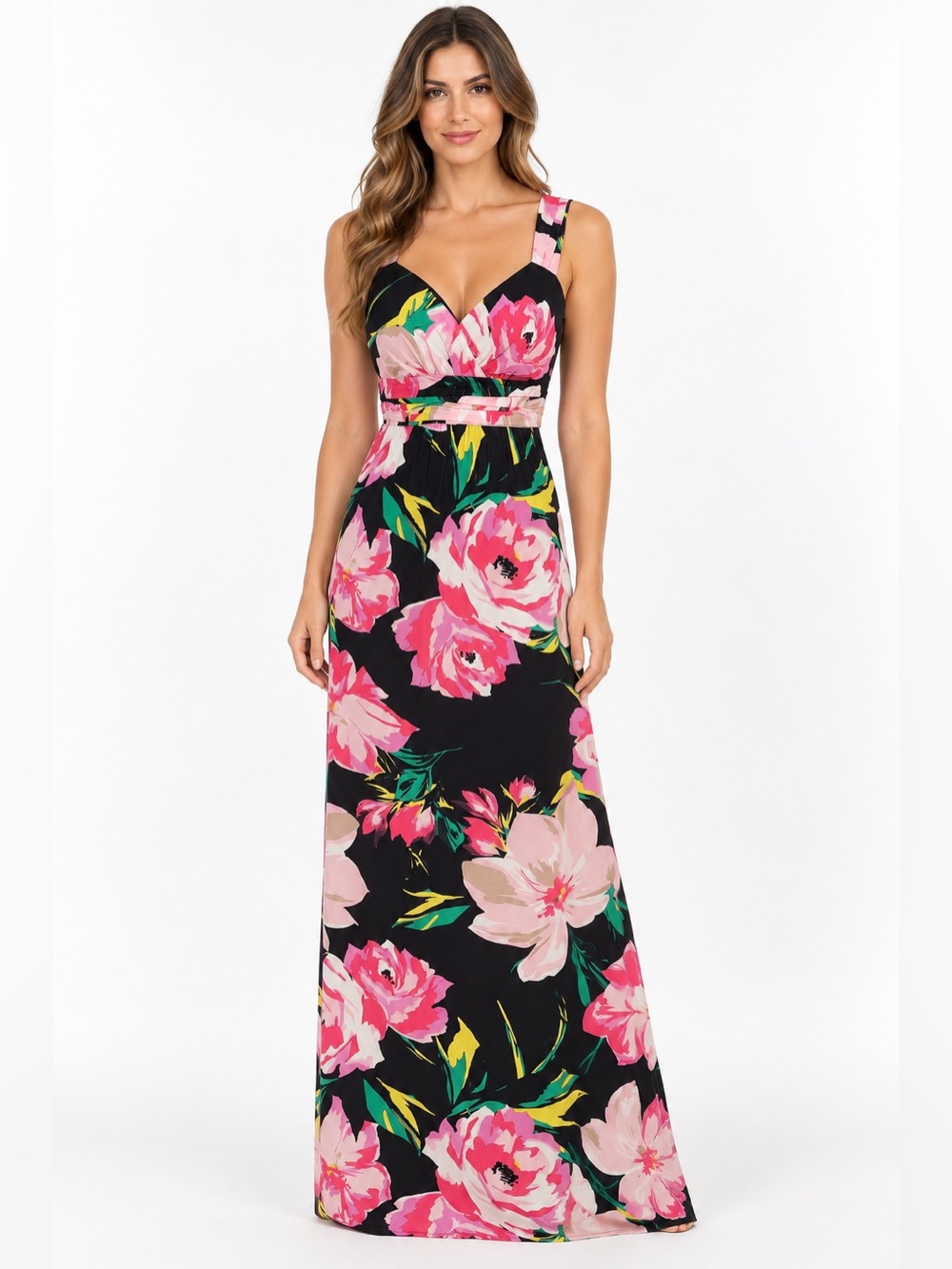 Ann Taylor Black Pink Floral Maxi Dress 6 Romantic Garden Party Wedding Guest